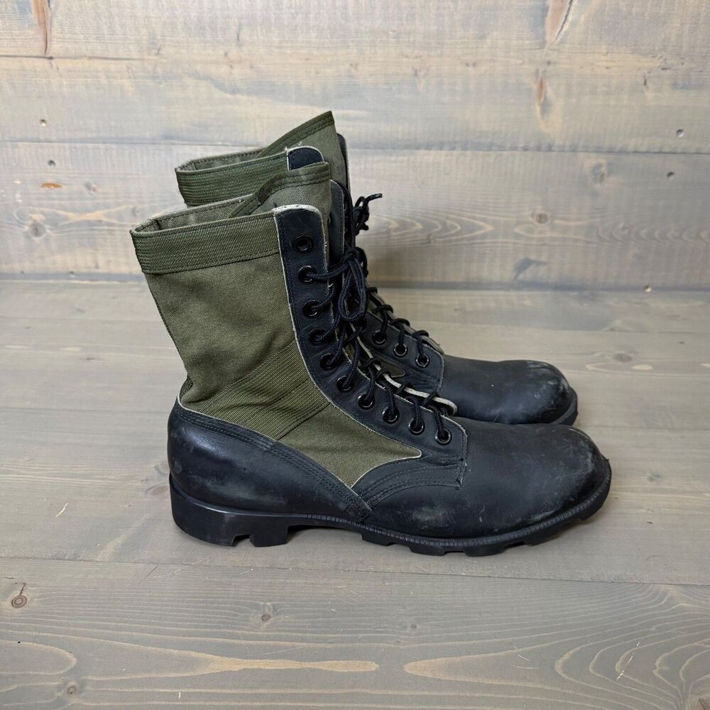Vintage 1988 US Military Leather & Canvas Combat Jungle Boots Army Men's 12.5 XN